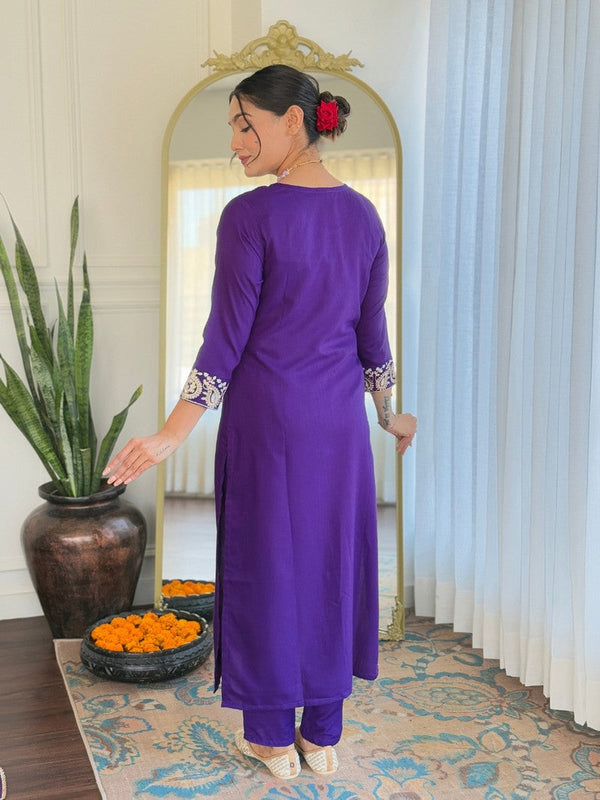 Amazing Purple Color Rayon  Fabric Designer Suit