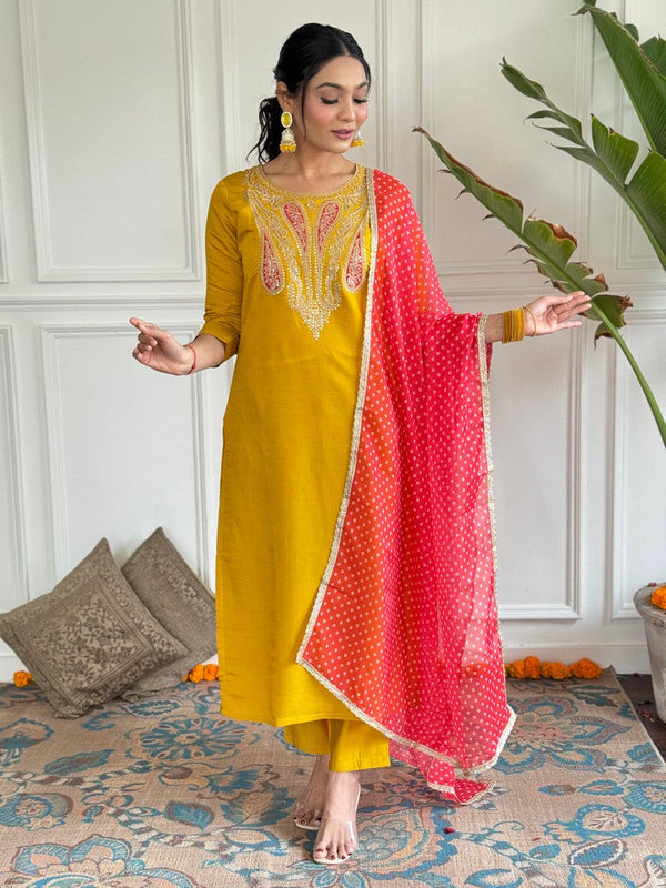 Amazing Mustard Color Viscose Fabric Designer Suit