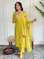 Amazing Green Color Rayon  Fabric Designer Suit