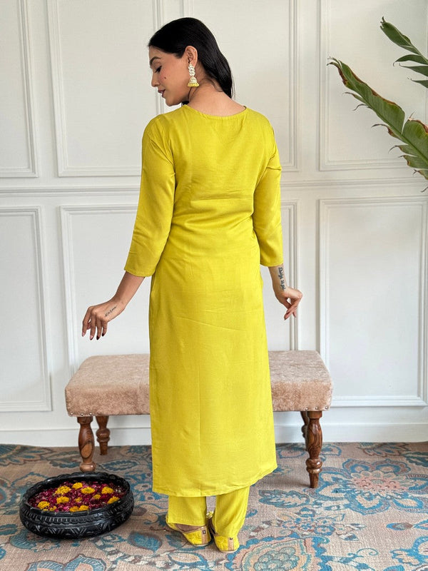 Amazing Green Color Rayon  Fabric Designer Suit