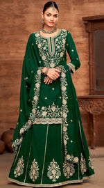 Divine Green Color Vichitra Fabric Partywear Suit