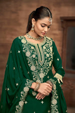 Divine Green Color Vichitra Fabric Partywear Suit
