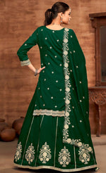 Divine Green Color Vichitra Fabric Partywear Suit