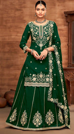 Divine Green Color Vichitra Fabric Partywear Suit