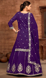 Divine Purple Color Vichitra Fabric Partywear Suit