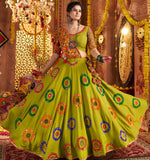 Graceful Green Color Viscose Fabric Party Wear Lehenga