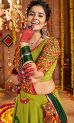 Graceful Green Color Viscose Fabric Party Wear Lehenga