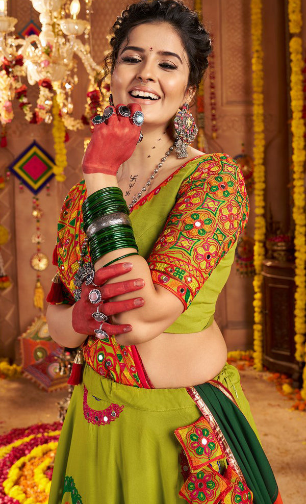 Graceful Green Color Viscose Fabric Party Wear Lehenga