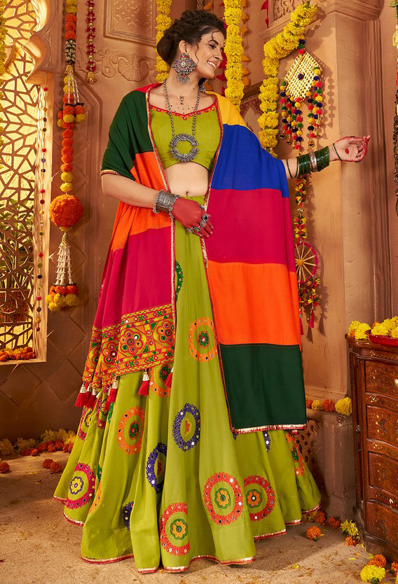 Graceful Green Color Viscose Fabric Party Wear Lehenga