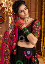 Graceful Black Color Viscose Fabric Party Wear Lehenga