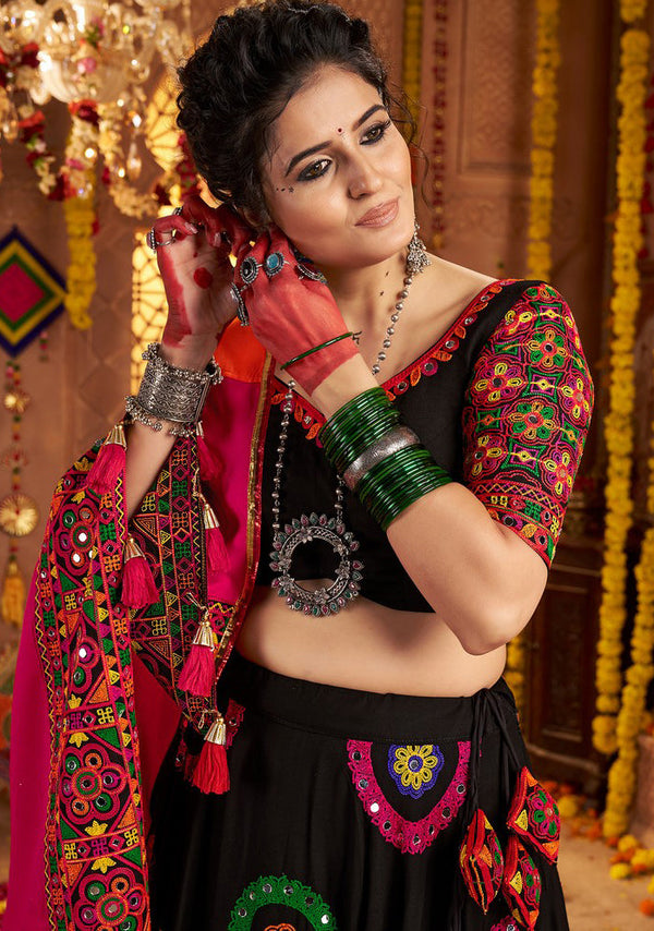 Graceful Black Color Viscose Fabric Party Wear Lehenga