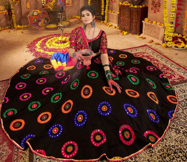 Graceful Black Color Viscose Fabric Party Wear Lehenga