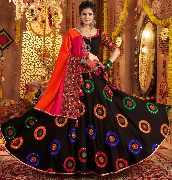 Graceful Black Color Viscose Fabric Party Wear Lehenga