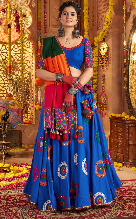 Graceful Blue Color Viscose Fabric Party Wear Lehenga