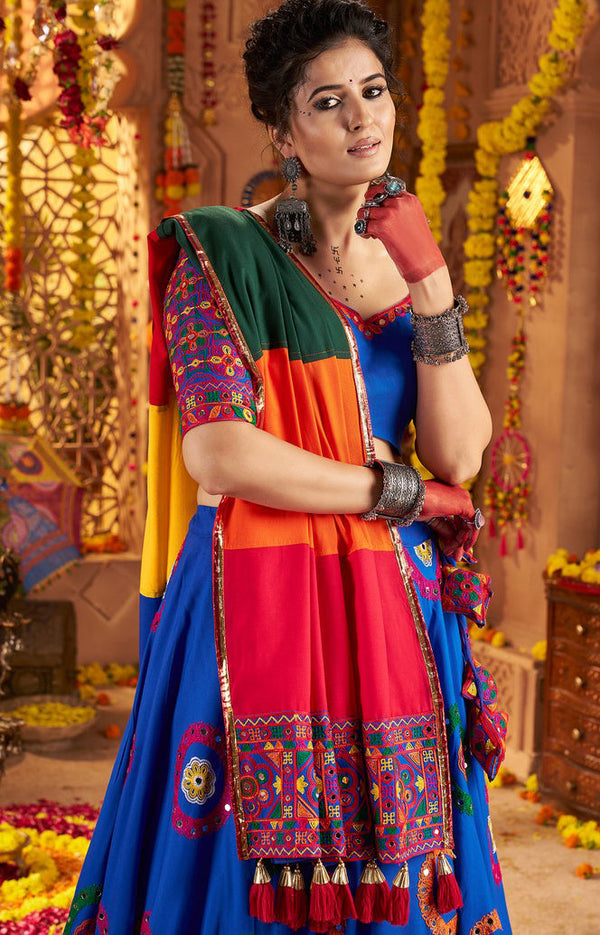 Graceful Blue Color Viscose Fabric Party Wear Lehenga