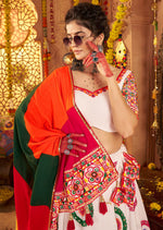 Graceful White Color Viscose Fabric Party Wear Lehenga