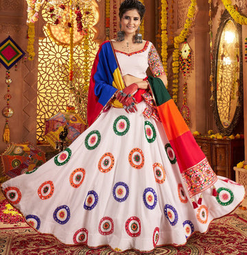 Graceful White Color Viscose Fabric Party Wear Lehenga