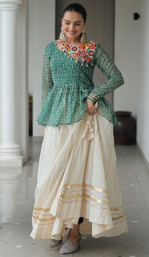 Amazing Cream Color Cotton Fabric Designer Lehenga