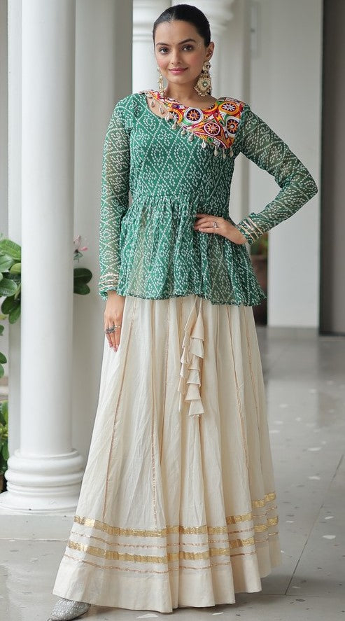 Amazing Cream Color Cotton Fabric Designer Lehenga