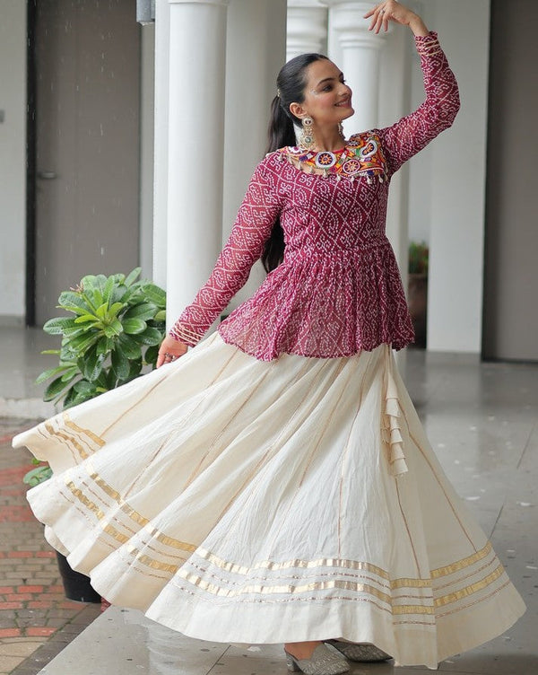 Amazing Cream Color Cotton Fabric Designer Lehenga