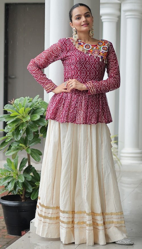 Amazing Cream Color Cotton Fabric Designer Lehenga