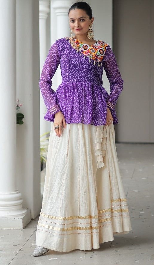 Amazing Cream Color Cotton Fabric Designer Lehenga