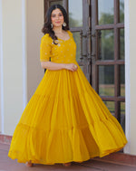 Striking Yellow Color Georgette Fabric Gown