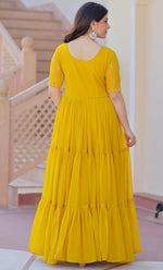 Striking Yellow Color Georgette Fabric Gown