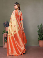 Amazing Orange Color Viscose Fabric Partywear Saree