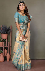 Amazing Blue Color Viscose Fabric Partywear Saree
