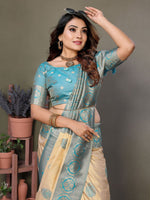 Amazing Blue Color Viscose Fabric Partywear Saree