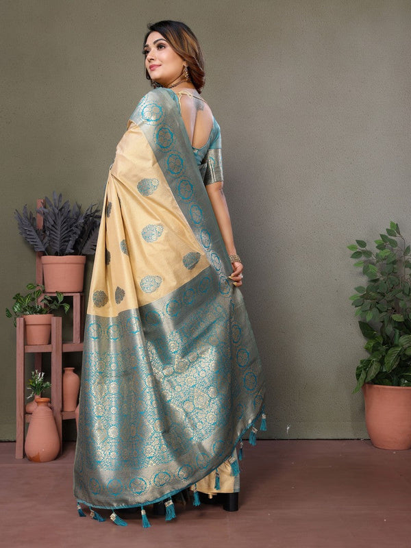 Amazing Blue Color Viscose Fabric Partywear Saree