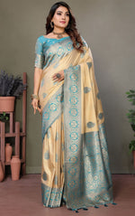 Amazing Blue Color Viscose Fabric Partywear Saree