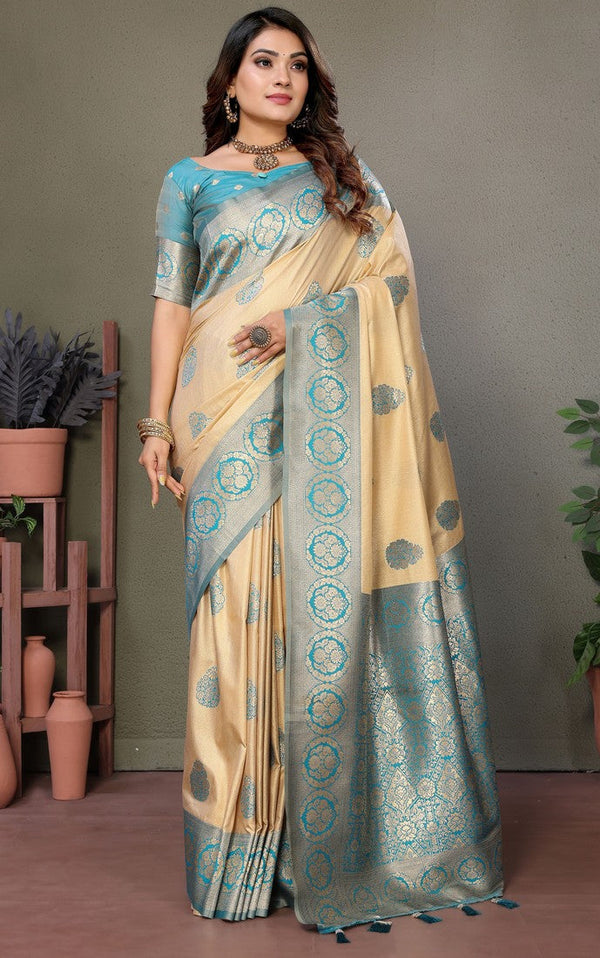 Amazing Blue Color Viscose Fabric Partywear Saree