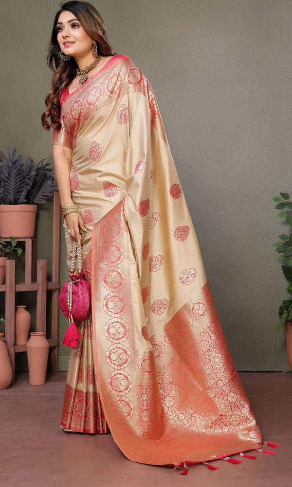 Amazing Pink Color Viscose Fabric Partywear Saree