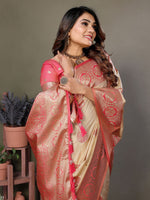 Amazing Pink Color Viscose Fabric Partywear Saree