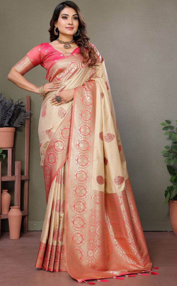Amazing Pink Color Viscose Fabric Partywear Saree