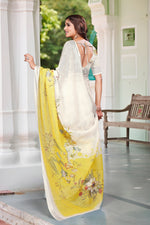 Beautiful Cream Color Cotton Fabric Casual Saree