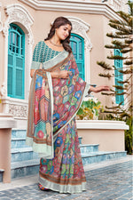 Beautiful Multi Color Cotton Fabric Casual Saree