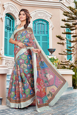 Beautiful Multi Color Cotton Fabric Casual Saree