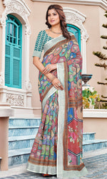 Beautiful Multi Color Cotton Fabric Casual Saree