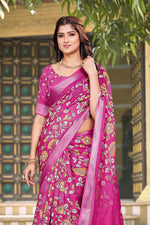 Beautiful Pink Color Cotton Fabric Casual Saree