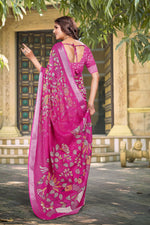 Beautiful Pink Color Cotton Fabric Casual Saree