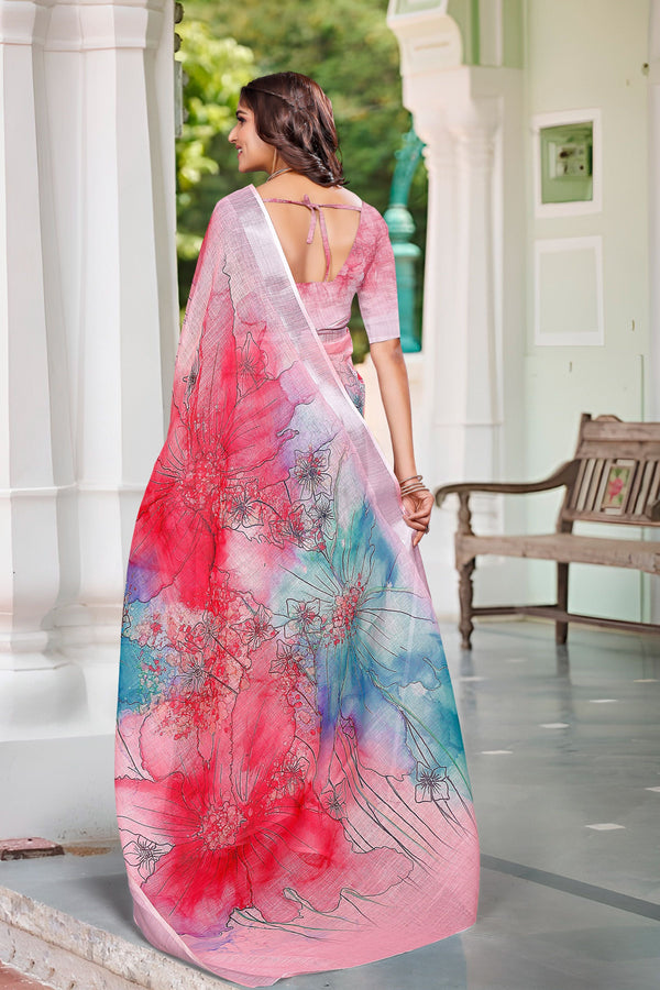 Beautiful Multi Color Cotton Fabric Casual Saree