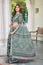 Beautiful Green Color Cotton Fabric Casual Saree