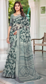 Beautiful Green Color Cotton Fabric Casual Saree