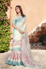 Beautiful Cream Color Cotton Fabric Casual Saree