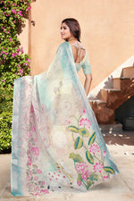 Beautiful Cream Color Cotton Fabric Casual Saree