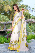 Beautiful Yellow Color Cotton Fabric Casual Saree