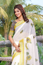 Beautiful Yellow Color Cotton Fabric Casual Saree